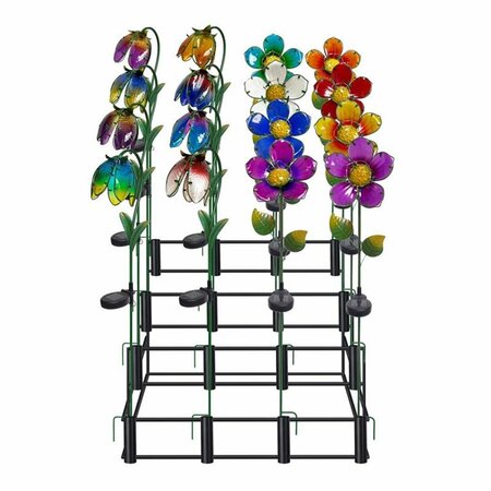 LAWNITATOR 33 in. Glass & Metal Flower Solar Garden Stake - Multicolored LA2741239